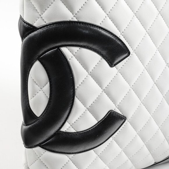 Chanel White & Black Quilted Medium Cambon Tote - Picture 6 of 12